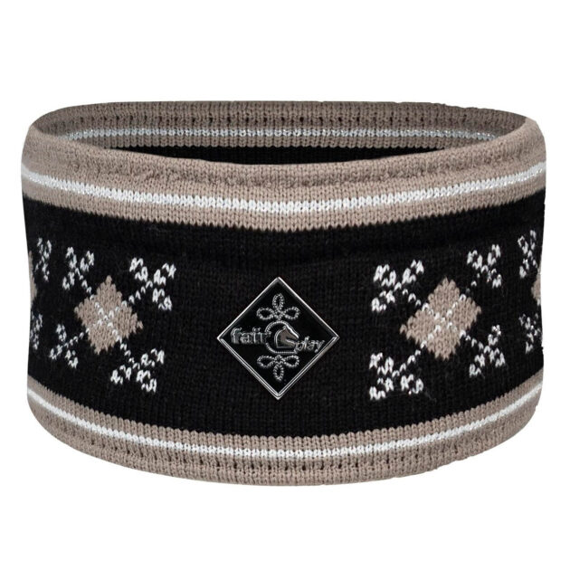 Fair Play Winter Headband KAYA, Black-Taupe Grey