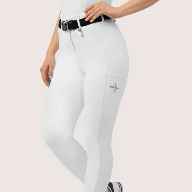 Fair Play ARMIDA Full Grip, High Rise Breeches, White