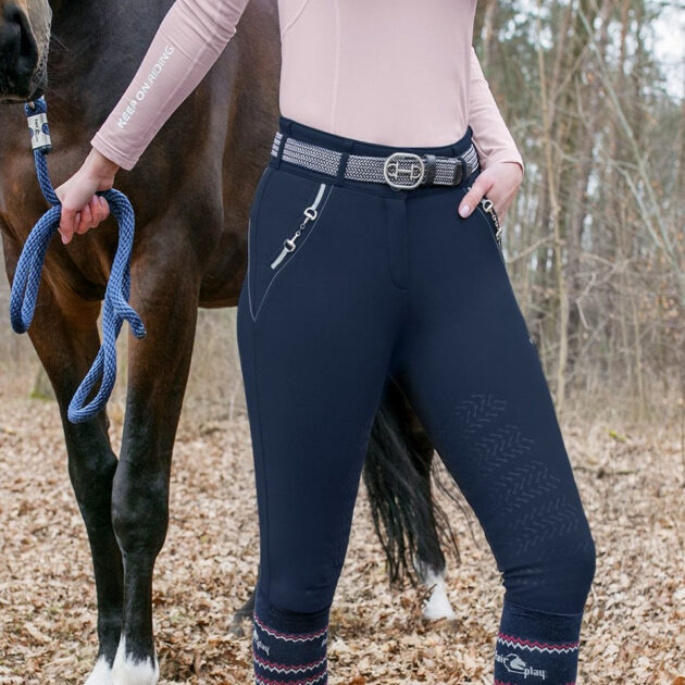 Fair Play MARLEY Knee Grip, High Rise Winter Breeches, Navy - Image 3