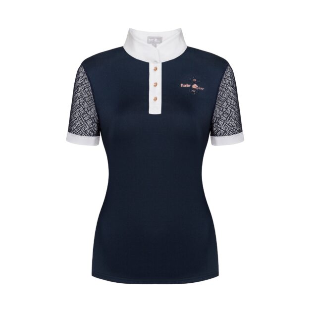 Fair Play Competition Shirt CECILE Short Sleeve ROSEGOLD, Navy/White