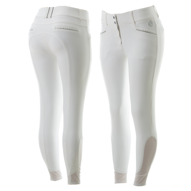 Equinavia Victoria Womens Silicone Mid Rise, Full Seat Breeches, White