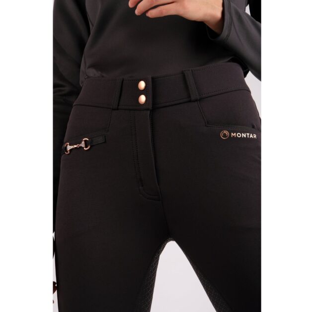 Montar Molly Yati Rosegold High Rise, Full Grip Breeches, Black