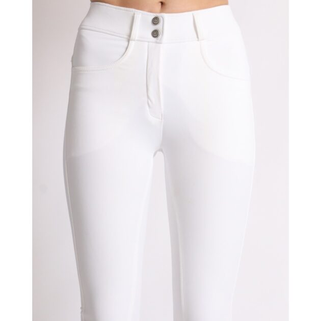 Montar Megan Yati Ladies High Rise Full Grip Breeches, White - Image 3