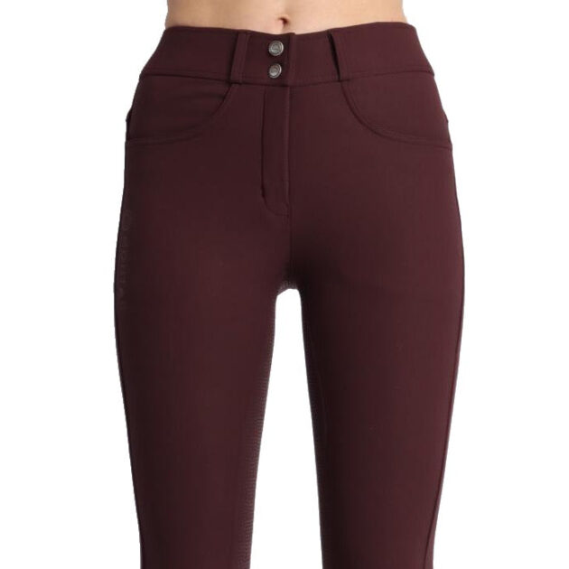 Montar Megan Yati High Rise Breeches V2 - Plum, Full Grip - Image 3