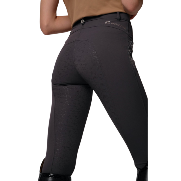 Montar Femke Yati Normal Waist, Mid Rise Crystal Lians Full Grip Breeches, Grey