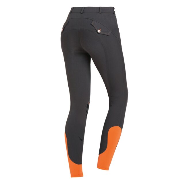 Schockemohle Libra Grip Ladies' Knee Grip, Mid Rise Breeches, Grey/Orange - Image 2