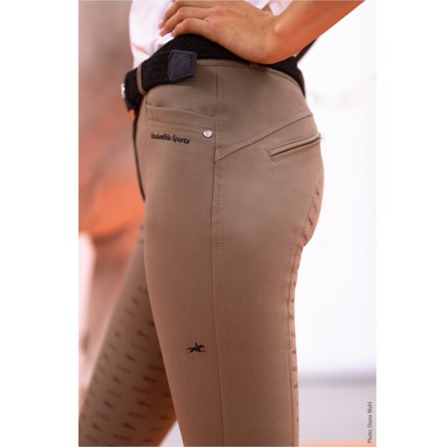 Schockemohle Cindy Ladies Full Seat, Mid Rise Breeches, Taupe - Image 3