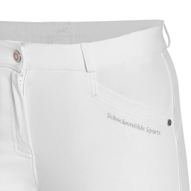 Schockemohle Cindy Ladies Full Seat, Mid Rise Breeches, White - Image 3