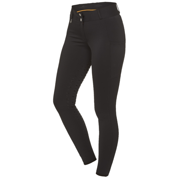 Schockemohle CARLA Ladies Mid Rise, Knee Grip Breeches, Cool Black