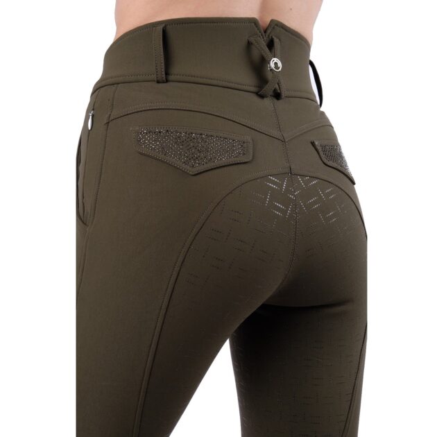 Montar Briella Yati High Rise Full Grip Breeches, Olive - Image 4