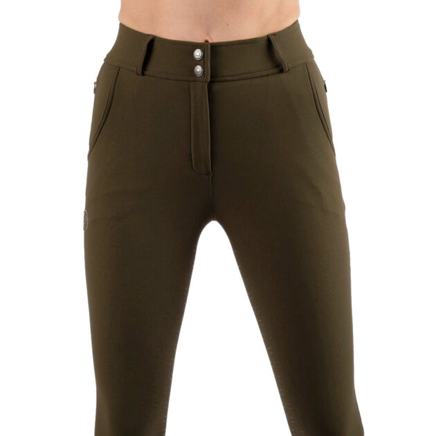 Montar Briella Yati High Rise Full Grip Breeches, Olive - Image 2