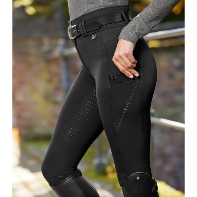 ELT Mina Thermal Winter High Rise Full Grip Breeches, Black - Image 3