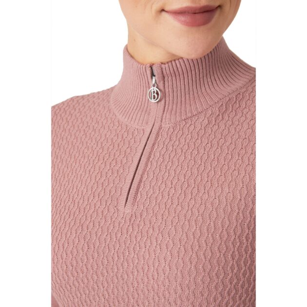 B Vertigo Ruth Ladies Knitted Pullover with Front Zipper, Old Rose - Image 3