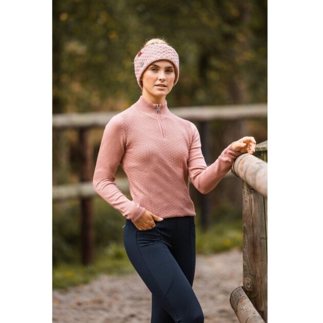 B Vertigo Ruth Ladies Knitted Pullover with Front Zipper, Old Rose - Image 5