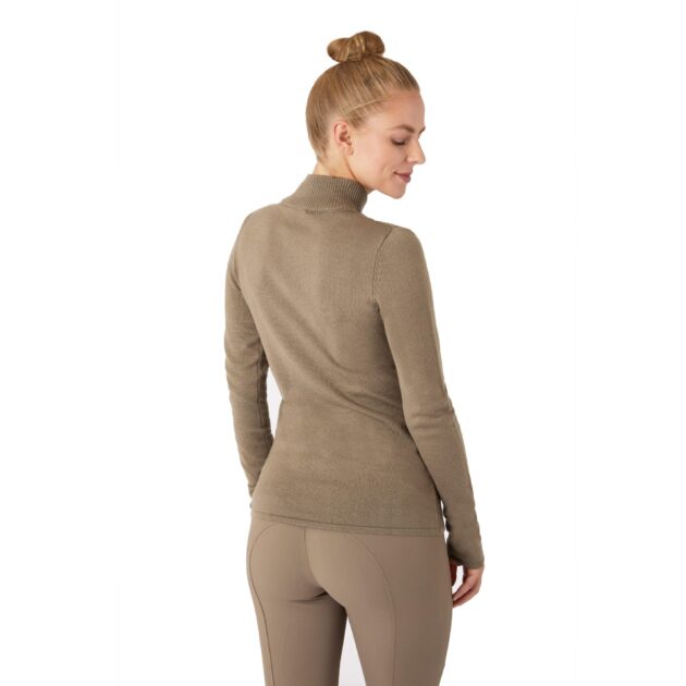 B Vertigo Ruth Ladies Knitted Pullover with Front Zipper, Shiitake Beige - Image 2