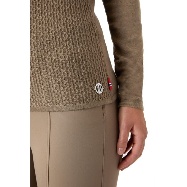 B Vertigo Ruth Ladies Knitted Pullover with Front Zipper, Shiitake Beige - Image 4