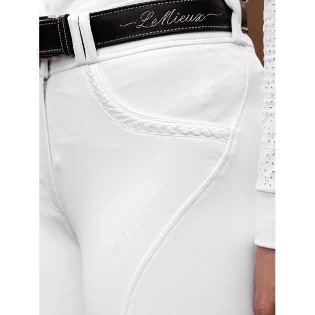 LeMieux Amara II Ladies Knee Grip Breeches, White - Image 4