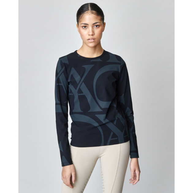 Yagya Ladies Monogram Long Sleeve Shirt, Black