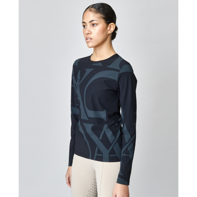 Yagya Ladies Monogram Long Sleeve Shirt, Black - Image 6