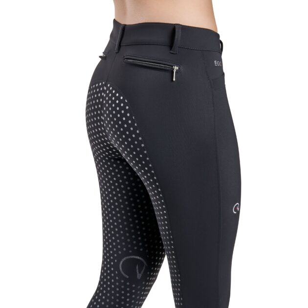 EGO7 Dressage Normal Waist Full Grip Breeches, Black - Image 3