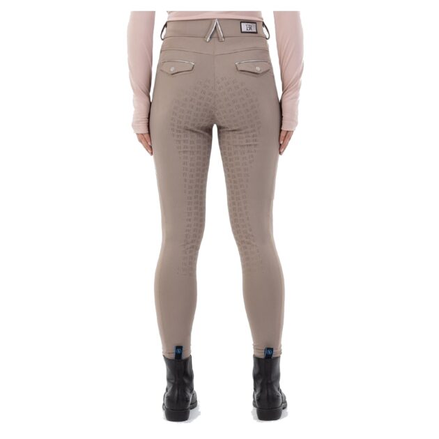 BR Equestrian Full Grip Ladies Riding Breeches Dionne, Taupe Gray - Image 3