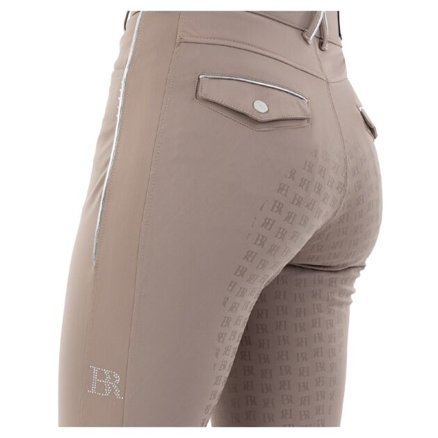 BR Equestrian Full Grip Ladies Riding Breeches Dionne, Taupe Gray - Image 2