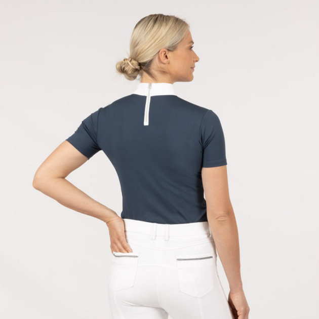 BR CYNTHIA Ladies Short Sleeve Competition Shirt, Navy Sky - Image 2