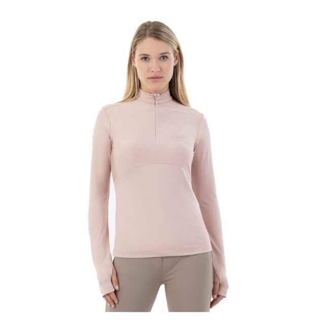 BR Equestrian Ladies Half Zip-Up Pullover Dewie, Adobe Rose