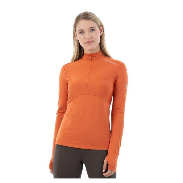 BR Equestrian Ladies Half Zip-Up Pullover Dewie, Mecca Orange