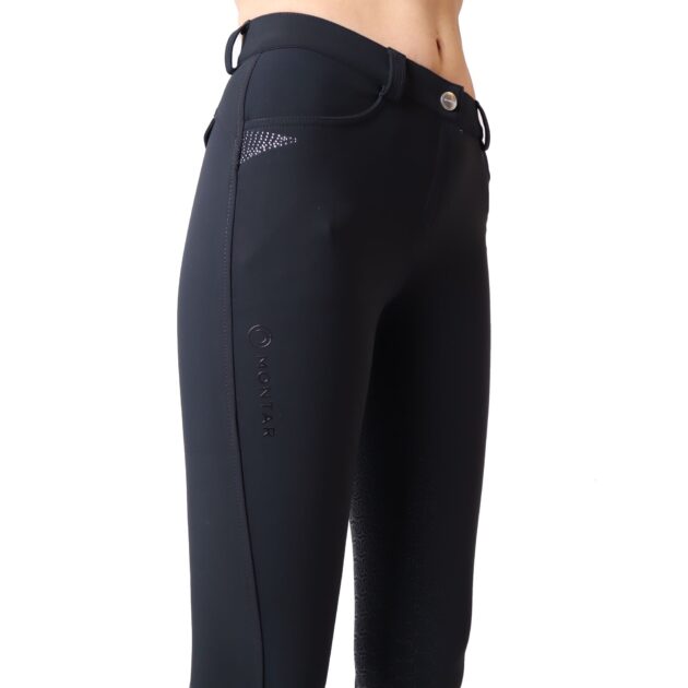 Montar Kyla Soft-Tech Ladies Mid Rise Full Grip Breeches, Black