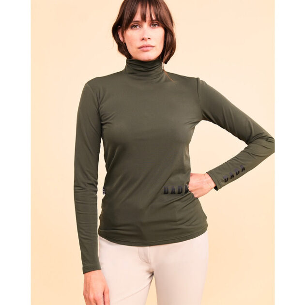 Dada Sport Consul Ladies Funnel Collar Long Sleeve T-Shirt, Olive Green - Image 3