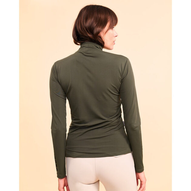 Dada Sport Consul Ladies Funnel Collar Long Sleeve T-Shirt, Olive Green - Image 2