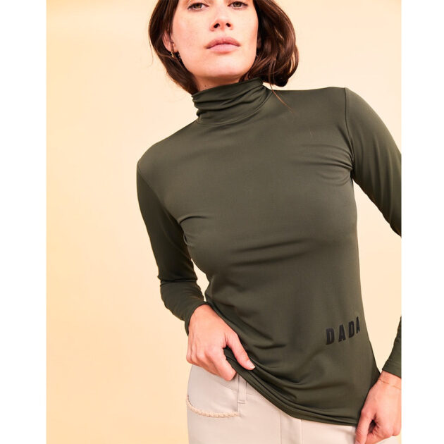 Dada Sport Consul Ladies Funnel Collar Long Sleeve T-Shirt, Olive Green