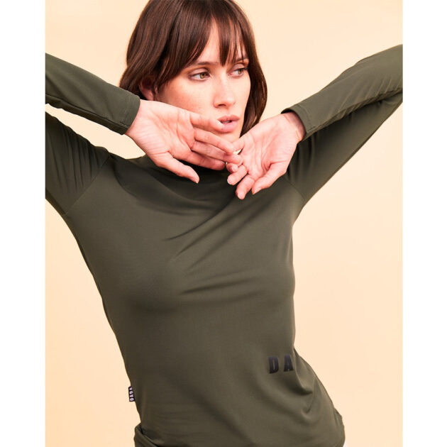 Dada Sport Consul Ladies Funnel Collar Long Sleeve T-Shirt, Olive Green - Image 5