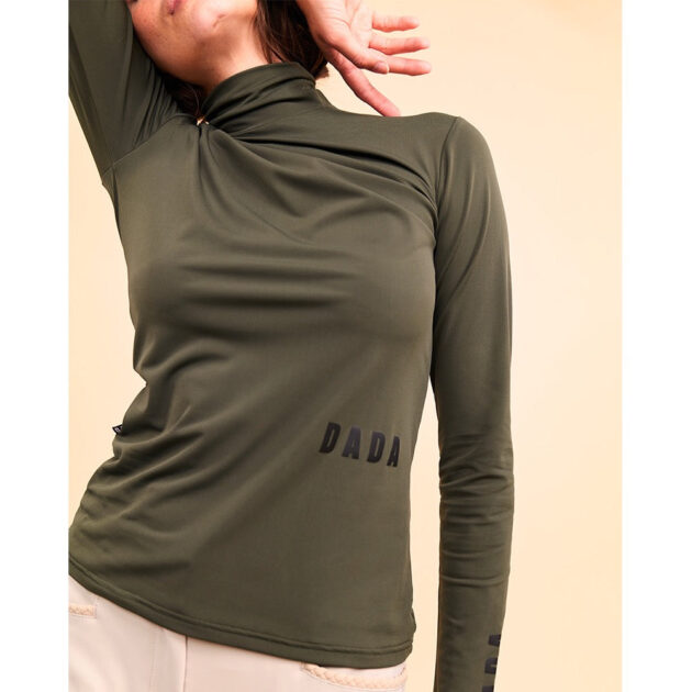 Dada Sport Consul Ladies Funnel Collar Long Sleeve T-Shirt, Olive Green - Image 4