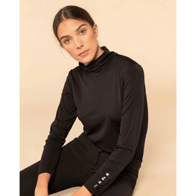 Dada Sport Consul Ladies Funnel Collar Long Sleeve T-Shirt, Black - Image 6