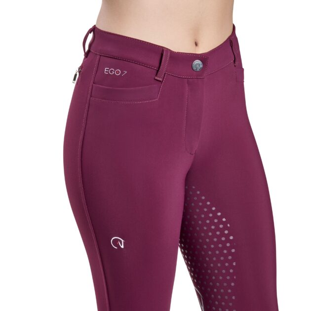 EGO7 Dressage Normal Waist Full Grip Breeches, Bordeaux - Image 5