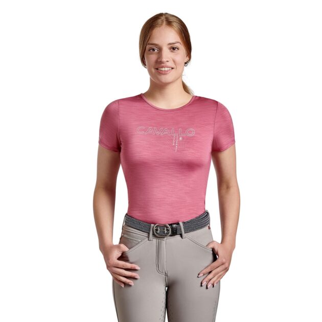 Cavallo DULCE Ladies Round Neck Shirt, Raspberry - Image 4