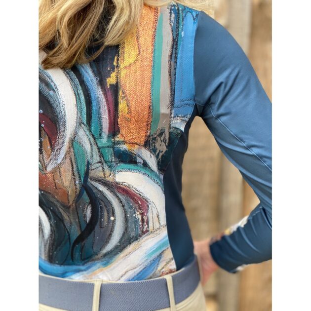 Arista Equestrian Ladies Elise Genest Quarter Zip Color My World Long Sleeve Training Shirt, Multi-color - Image 2