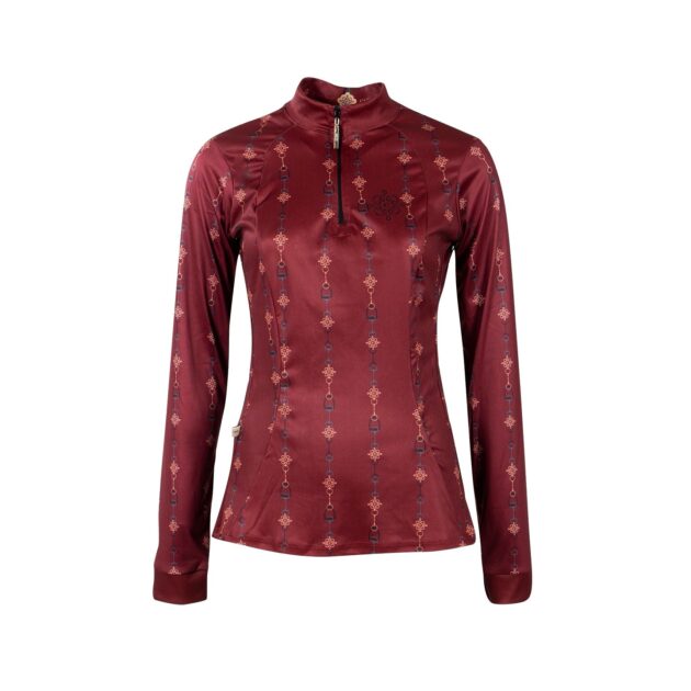 Espoir Equestrian Maroon Bitted Ladies Quarter Zip Sun Shirt