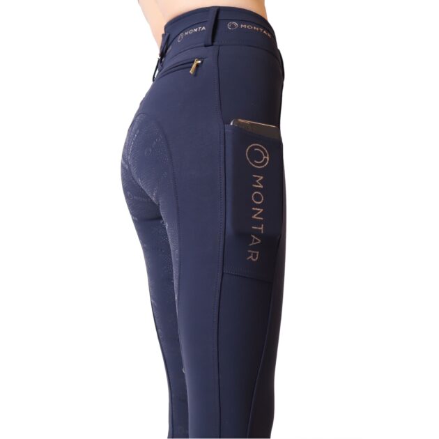 Montar Luna Ladies High Rise Full Grip Breeches, Dark Navy - Image 2