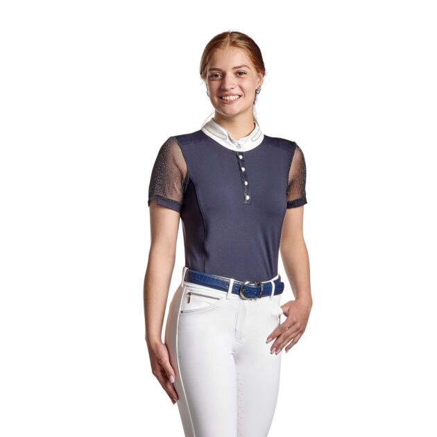 Cavallo Panita Short Sleeve Competition Shirt, Dark Blue