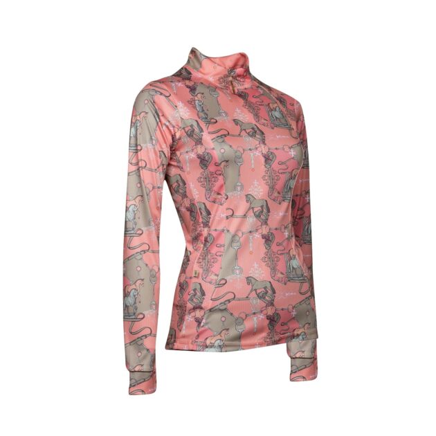 Espoir Equestrian Peach Carnival Ladies Quarter Zip Sun Shirt - Image 2