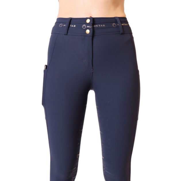 Montar Luna Ladies High Rise Full Grip Breeches, Dark Navy - Image 4