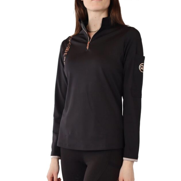 Montar REBEL Rosegold Logo Bit Chain 1/2 Zip Training Shirt,Black - Image 3