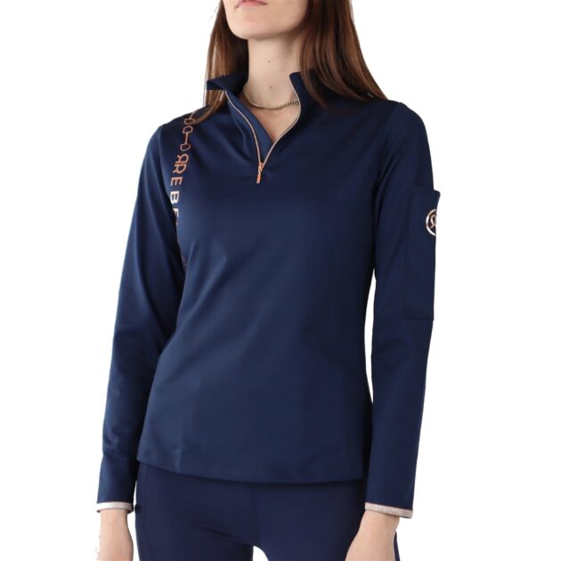 Montar REBEL Rosegold Logo Bit Chain 1/2 Zip Training Shirt, Navy