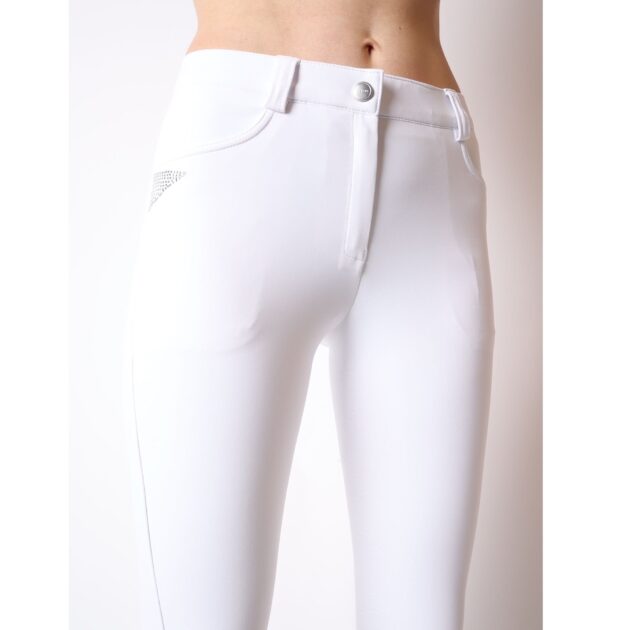 Montar Kyla Soft-Tech Ladies Mid Rise Full Grip Breeches, White - Image 2