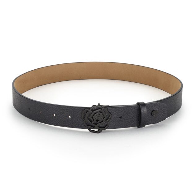 Hannah Lifestyle Signature Rose Belt, Black / Black Buckle