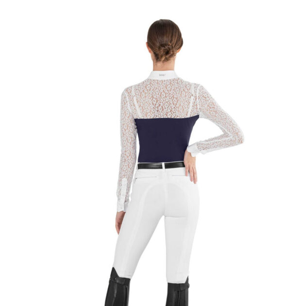 EGO7 Florentine ML Lace Long Sleeve Competition Shirt, Navy/White - Image 3