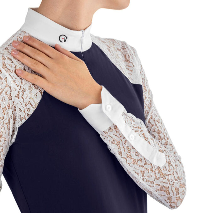 EGO7 Florentine ML Lace Long Sleeve Competition Shirt, Navy/White - Image 4